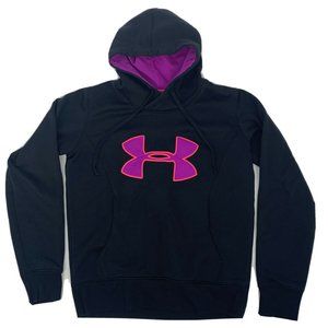 Girl's Under Armour Semi-Fitted Coldgear Sweatshirt Hoodie Black Purple UA Small